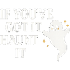 Humorous ghost motif with saying