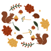 Autumnal Squirrels and Leaves Pattern