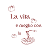 Italian Pasta Quote with Tomato Illustration