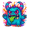 Bunter Grummel-Drache mit Zunge