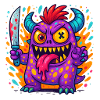 Quirky Zombie Creature Print