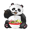 Cute Panda Eating Noodles