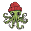 Humorous octopus with hat