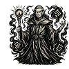 Mystical wizard with symbols
