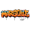 Graffiti Marseille Schriftzug mit Spritzern