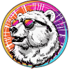 Bear with sunglasses in neon design