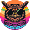 Bunte Retro Eule mit Sonnenbrille