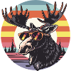 Retro moose with sunglasses