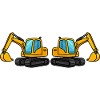 Double construction machinery silhouette