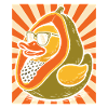 Humorous papaya duck character