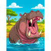 Hippopotamus – deadly aggressive mammal in African