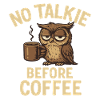 Eulen mit Kaffeetasse und Statement