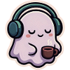 Relaxed Ghost with Headphones and Coffee