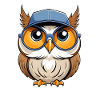 Cartoon owl with glasses and cap