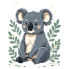 Cute koala with flower wreath