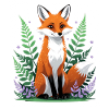 Wald-Fuchs mit Blumen und Blättern