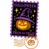 Timbre-poste - Citrouille d'Halloween avec chapeau magique