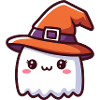 Cute Ghost in Witch Hat Halloween
