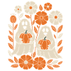 ghost pumpkin flowers retro Halloween autumn