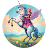 Magische Einhorn-Reiterin Illustration