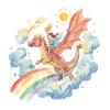 Fille avec dragon et arc-en-ciel