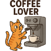 Cat Love Coffee Motif