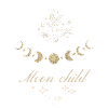 Mondphasen und Sterne mit Mondkind-Text.