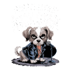 Canine with leather jacket