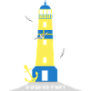 Phare avec ancre et mouettes