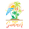 Vacances d’été avec palmiers et parasols