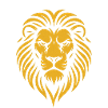 Majestic lion head with gold accents