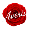 Rote Rose mit Avenir-Textdesign