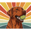 Ræv Rød Labrador med bold i munden retro design