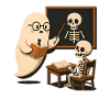 Humorous Skeleton Teacher Illustration