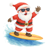 Cool Santa Surfer Christmas Design