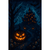 Spooky Halloween Castle Illustration