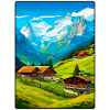 Alpine Mountain Village Scene