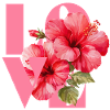 Vivid Hibiscus Floral Heart Design
