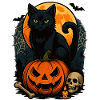 Scary Halloween cat with pumpkin Halloween