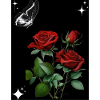 Roses rouges avec papillon et étoiles