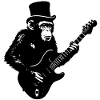 Greifende Affe mit E-Gitarre im Retro-Style