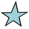 Heller blauer Stern mit schwarzem Rand