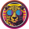 Leopard with retro style sunglasses