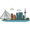 Rotterdam city skyline with bridge and tower