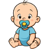 Playful baby with cuddly pacifier