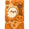 Halloween Cute Ghosts in Autumn