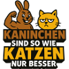 Humorous rabbit & cat motif