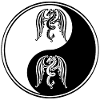 Drachen Yin Yang Schwarz-Weiß-Symbol
