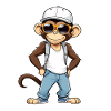 Cool monkey with sunglasses and cap