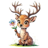 Cute fawn with flower